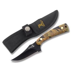 Master Cutlery Elk Ridge Fixed Blade with Camo Composition Handles and Black Coated 440 Stainless Steel 3.375" Skinner Plain Edge Blades MOdel ER-299C