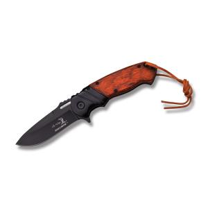 Master Cutlery Elk Ridge Ballistic Spring Assisted Opening Linerlock with Black Wood Handle and Satin Finish Stainless Steel 3.5" Drop Point Blade Model ER-A003BW