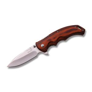 Master Cutlery Elk Ridge Spring Assisted Opening Linerlock Knife with Brown Pakkawood Handle and Black Coated Stainless Steel 3.5" Drop Point Blade Model ER-A004BW