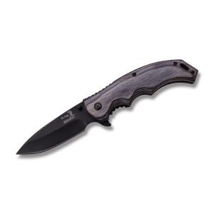 Master Cutlery Elk Ridge Ballistic Spring Assisted Opening Linerlock with Black Pakkawood  Handle and Black Coated  Stainless Steel 3.5" Drop Point Blade Model ER-A004GY