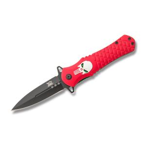 Master Cutlery Dark Side Blades Spring Assisted Folder with Red Anodized Aluminum Handle and Black Coated Stainless Steel 4" Spear Point Blade Model DS-A014RD