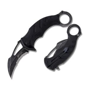 Master Cutlery MTech Xtreme Karambit with Black G-10 Handle and Stonewash Finished Stainless Steel 3.4" Karambit Partially Serrated Edge Blade Model MX-A833BK