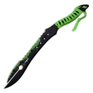 Z Hunter Crab Claw Machete with Green Fabric Wrapped Handle and Black Stainless Steel 18" Blade Model ZB-123