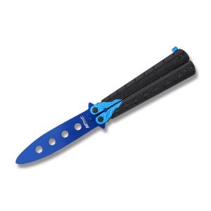 MTech USA MT-872BL Training Balisong Knife with Black Anodized Aluminum Handle and Blue Coated Stainless Steel Unsharpened Blade Model MT-872BL