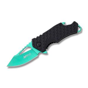 Master Cutlery MTech USA Ballistic Spring Assisted Framelock with Black Nylon Fiber Handle with Bottle Opener and Green Coated Stainless Steel 2.25" Modified Drop Point Plain Edge Blade Model MT-A882GN