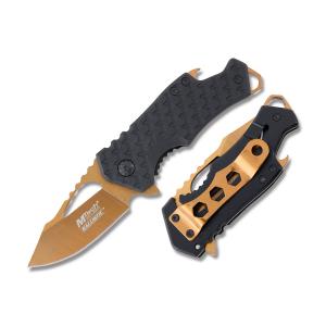 Master Cutlery MTech USA Ballistic Spring Assisted Framelock with Black Nylon Fiber Handle with Bottle Opener and Orange Coated Stainless Steel 2.25" Modified Drop Point Plain Edge Blade Model MT-A882OR