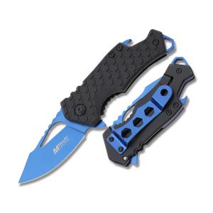 Master Cutlery MTech USA Ballistic Spring Assisted Framelock with Black Nylon Fiber Handle with Bottle Opener and Blue Coated Stainless Steel 2.25" Modified Drop Point Plain Edge Blade Model MT-A882BL