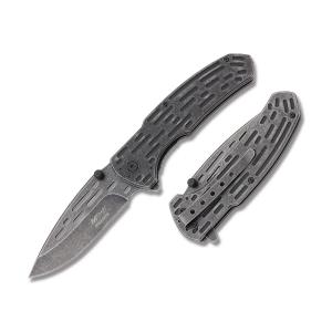 Master Cutlery MTech USA Ballistic Spring Assisted Opening Linerlock with Stonewash Finish Stainless Steel Handle and Stonewash Finish Stainless Steel 3.75" Drop Point Blade Model MT-A896SW