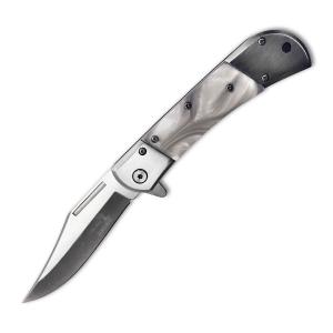 Elk Ridge Ballistic Spring Assisted Folder with Mother of Pearl Acrylic Handle and Satin Finish Stainless Steel 3.75" Clip Point Blade Model ER-A009WP