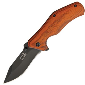 Elk Ridge Knives A013RW Assisted Opening Linerlock Folding Pocket Black Finish Knife with Red Wood Handles