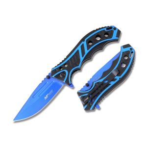 Master Cutlery MTech USA Ballistic Spring Assisted Folder with Blue and Black Anodized Aluminum Handle with Blue Coated Stainless Steel 3.5" Clip Point Blade Model MT-A907BL