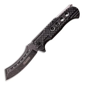 Tac-Force Spring Assisted Knife with Stonewash Waffle Handle and Stonewash Stainless Steel 4" Cleaver Blade Model TF-892