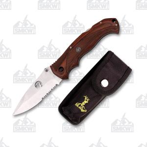 Master Cutlery Elk Ridge Lockback Hunting Knife Set with Natural Brown Pakkawood Handle and Three Interchangeable Satin Finish Stainless Steel 3.5” Blades Model ER-154