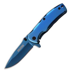 Tac-Force Blue Spring Assisted Knife with Blue Stainless Steel Handle and Blue Stainless Steel 2.75" Drop Point Blade Model TF-848BL