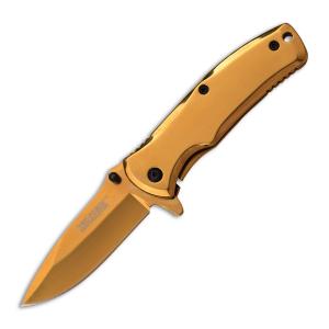 Tac-Force Gold Spring Assisted Knife with Gold Stainless Steel Handle and Gold Stainless Steel 2.75" Drop Point Blade Model TF-848GD