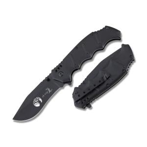 Master Cutlery Elk Ridge Ballistic Spring Assisted Folder with Black Aluminum Handle and Black Coated Stainless Steel 3.4" Drop Point Blade Model ER-A158BK