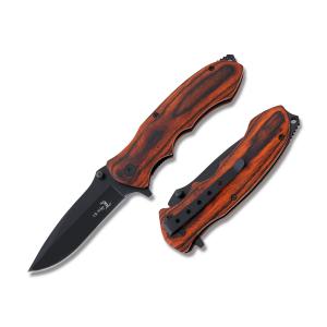 Master Cutlery Elk Ridge Spring Assisted Folder with Pakkawood Handle and Black Coated Stainless Steel 3.5" Drop Point Blade Model ER-A160BW