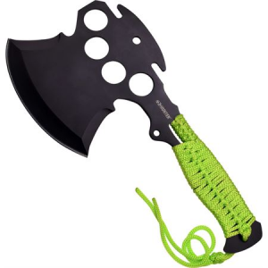 Z-Hunter Knives AXE2 One-Piece Black Finish Stainless Construction Axe with Green Cord Wrapped Handle
