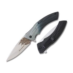 Master Cutlery Dark Side Blades Raven Nevermore Assisted Opening Linerlock with Anodized Aluminum Handle and Satin Finish Stainless Steel 3.5" Drop Point Blade Model DS-A054BG