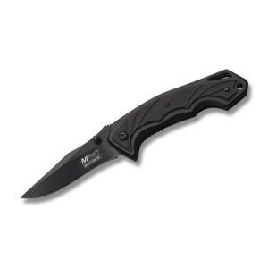 Master Cutlery MTech USA Ballistic Off the Hook Linerlock with Black Anodized Aluminum Handles and Black Coated Assisted Opening Stainless Steel 2.875" Clip Point Plain Edge Blades Model MT-A963P