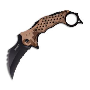 Master Cutlery Tac-Force Spring Assisted Karambit with Desert Camo ABS Handle and Black 3Cr13MoV Stainless Steel Partially Serrated Hawkbill Blade Model TF-945DG