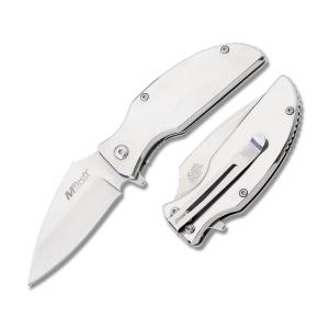 Master Cutlery MTech USA Spring Assisted Opening Linerlock with Polished Stainless Steel Handle and Polished Finish 3Cr13 Stainless Steel 2.75" Drop Point Blade Model MT-A985PL