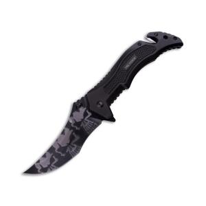 Tac-Force Skulls Spring Assisted Knife with Black Aluminum Handle and Skull Camo 3Cr13 Stainless Steel 4" Upswept Blade Model TF-946BK