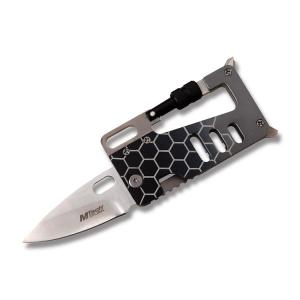 Master Cutlery MTech Pocket Tool 3.25" with Gray Anodized Aluminum Handles and Satin Finish 3Cr13 Stainless Steel Plain Edge Blades Model MT-989GY
