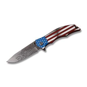 Master Cutlery Patriotic Framelock with Anodized Aluminum Handles and Assisted Opening Stainless Steel 3.75" Clip Point Plain Edge Blades Model MX-A849CL