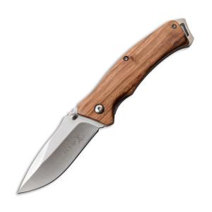 Elk Ridge Spring Assisted Knife with Brown Zebra Wood Handle and 3Cr13 Stainless Steel 3" Drop Point Blade Model ER-A936ZW