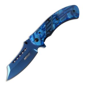 MTech USA Spring Assisted Knife with Acrylic Handle and Mirror Polish 3Cr13 Stainless Steel 3.6" Clip Point Blade Model MT-A1021BL