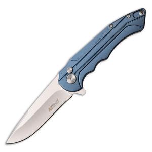 MTech USA Manual Folding Knife with Blue Aluminum Handle and Satin Finish 3Cr13MoV Stainless Steel 3.1" Drop Point Blade Model MT-1022BL