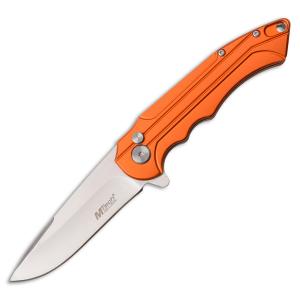 MTech USA Manual Folding Knife with Orange Aluminum Handle and Satin Finish 3Cr13MoV Stainless Steel 3.1" Drop Point Blade Model MT-1022OR