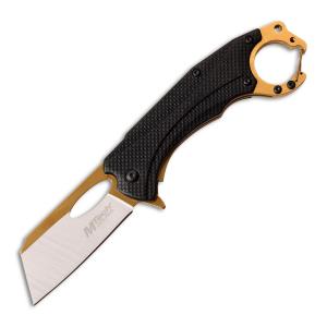 MTech USA Cleaver Spring Assisted Knife with Black Aluminum Handle and Satin Finish 3Cr13 Stainless Steel 2.5" Cleaver Blade Model MT-A1028BK