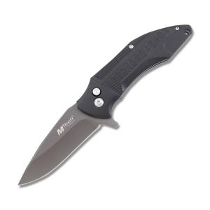 MTech USA Manual Folding Knife with Black Aluminum Handle and Gray 3Cr13MoV Stainless Steel 3" Drop Point Blade Model MT-1034BK