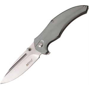 MTech 1035GY Linerlock Stainless Drop Point Blade Knife with Gray Aluminum Handle