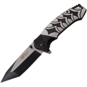 MTech A1036GY Linerlock Two-Tone Finish A/O Knife with Black and Gray Anodized Aluminum Handle