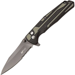 MTech Knives 1037GY Button Lock Drop Point Blade Knife with Black and Gray Nylon Handle