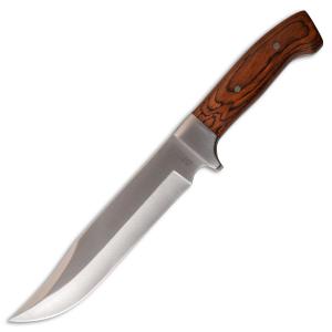 Master Cutlery MTech USA 12” Fixed Blade Knife with Brown Polished Pakkawood Handle and Satin Finish 3CR13MOV Stainless Steel 7” Plain Edge Clip Point Blade Model MT-20-83BR