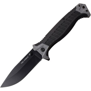 Tac Force 981GY Linerlock A/O Black Finish Stainless Knife with Black and Gray FRN Handle