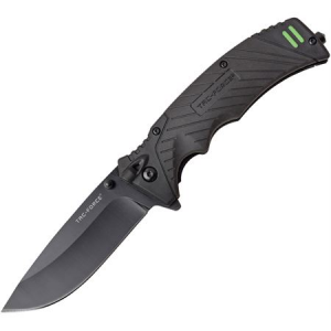 Tac Force Knives 979BK Linerlock A/O Drop Point Blade Knife with Black Rubber Handle