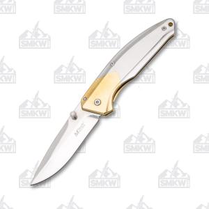 MTech USA Polished Gold Manual Folder 3Cr13 Blade Stainless Steel Handle