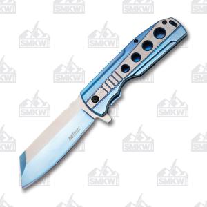 Mtech Spring Assisted Knife Blue Stainless Steel Blade Blue Stainless Steel Handle