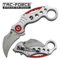 Tac-Force Karambit 2.5 in Blade Silver-Red Aluminum Handle UPC: 805319422372