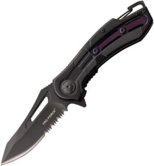 TAC Force Framelock A/O Purple Folding Knife, 3.25 black finish stainless blade, Black stainless handle with purple stainless inser, TF-1026PL