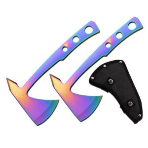 Perfect Point 2 Throwing Axe Set, 3Cr13 Stainless Steel Stainless Steel, Rainbow, PP-107RB-2