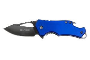 Sarge Fuse Folding Knife Blue - 2.375&quot; Plain Black Clip Point Blade with Bottle Opener