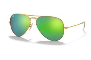 RAY BAN Aviator with Polished Gold Frame and Green Flash Lenses