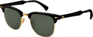Ray-Ban RB3507 Clubmaster Aluminum Sunglasses, Black/Arista Frame, polar green Lenses, 136/N5-51