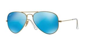 Ray-Ban Aviator Large Metal RB3025 Sunglasses, Matte Gold Frame, Blue Mirror Polar Lenses, RB3025 112/4L-58